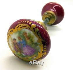 1 Pair Rare Limoges Courting Scene Porcelain Door Knobs Signed Fragonard