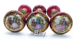 1 Pair Rare Limoges Courting Scene Porcelain Door Knobs Signed Fragonard