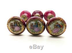 1 Pair Rare Limoges Courting Scene Porcelain Door Knobs Signed Fragonard