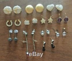 12 Pairs Lot Vintage Swan Signed Swarovski Crystal Rhinestone Earings