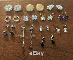 12 Pairs Lot Vintage Swan Signed Swarovski Crystal Rhinestone Earings