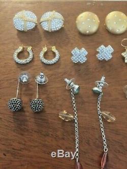 12 Pairs Lot Vintage Swan Signed Swarovski Crystal Rhinestone Earings