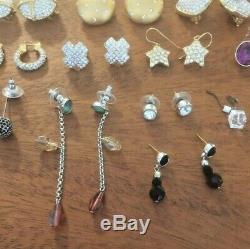 12 Pairs Lot Vintage Swan Signed Swarovski Crystal Rhinestone Earings