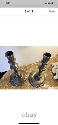 18th Century Sterling Silver Paris France French Candlesticks Pair Marked Signed