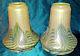 1902 Large Antique Pair Of Loetz Pg 2/187 Lamp Art Glass Shades Signed