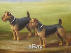1929 Portrait Of A Pair Of Airedale Terrier Dogs Portrait by Henry CROWTHER