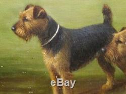 1929 Portrait Of A Pair Of Airedale Terrier Dogs Portrait by Henry CROWTHER