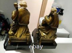 1932 Antique Pair JB Hirsch J Ruhl Signed Cellists Bookends great condition