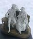 19th C French Raphael Lagneau Signed White Bisque Porcelain Couple Bronze Statue