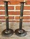 19th C. Tom Loose Repro Hand Forged Wedding Ring Hogscraper Candlesticks Pair