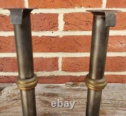 19th C. TOM LOOSE REPRO HAND FORGED WEDDING RING HOGSCRAPER CANDLESTICKS PAIR