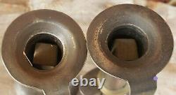 19th C. TOM LOOSE REPRO HAND FORGED WEDDING RING HOGSCRAPER CANDLESTICKS PAIR