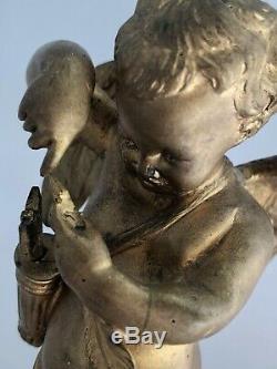 19th Century French Gilt Bronze Pair Of Cherubs Signed