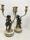 19th Century Pair Of French Patinated & Gilt Bronze Candlesticks Signed Clodion