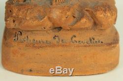 19th c. French Terracotta Pair Fisherman & Shrimp Woman Signed Eugene Blot