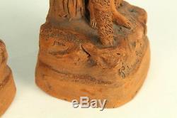 19th c. French Terracotta Pair Fisherman & Shrimp Woman Signed Eugene Blot