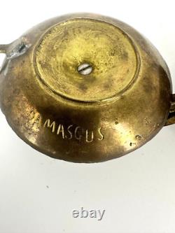 2 ANTIQUE X-RARE PAIR SignedDAMASCUS Brass Chamberstick Thumb Rest/Finger Loop