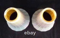 2 Antique Art Glass, Signed, Quezal Light Shades IRIDESCENT LAMP PAIR