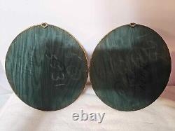 2 Antique Pair -Framed Oval wood gilt Pretty Woman Lady Portrait Signed- A31