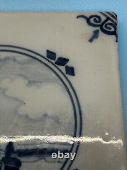 2 Antique SIGNED Dutch Delft Blue Royal Tichelaar Makkum Tiles Sail Boats RARE