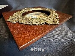 2 Antique Signed Hand painted French miniature painting withGilt Bronze Frame-58e