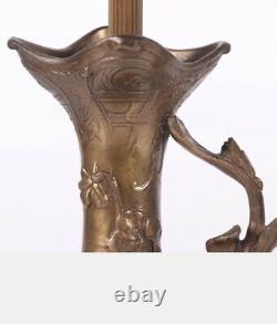2 Days Sale! A Pair Of Art Nouveau Period Signed Spelter Lamps (vases) Early 1900
