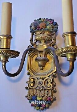 (2) E F Caldwell Hand Painted Signed Sconces Circa 1910. OFFERS WELCOME