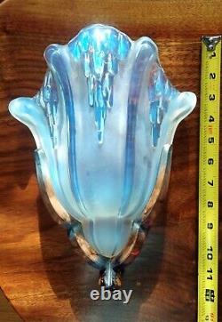 2 EZAN Light Sconces ART DECO Opalescent Glass signed EZAN FRANCE. Nice COND