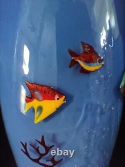 2 Oggetti Murano Art Glass Fish Aquarium Light Sconces Signed Labeles Fixtures