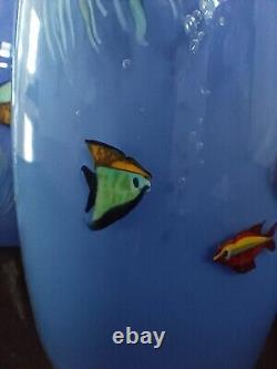 2 Oggetti Murano Art Glass Fish Aquarium Light Sconces Signed Labeles Fixtures