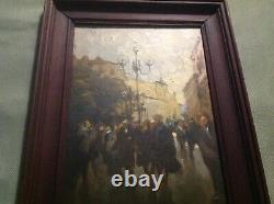 2 Old Vintage Russian Oil Paintings Kosomov Originals City Art Pair Moscow 1990