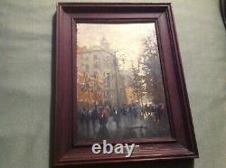 2 Old Vintage Russian Oil Paintings Kosomov Originals City Art Pair Moscow 1990