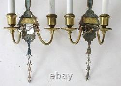 (2) Tall Copper and Brass E F Caldwell Signed Sconces Circa 1904. OFFERS