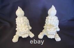 2 Vintage Foo Dogs White Porcelain pair Signed