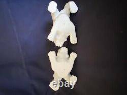 2 Vintage Foo Dogs White Porcelain pair Signed