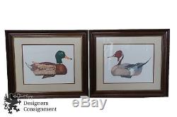 2 Vintage Pencil Signed Lantz Duck Lithograph Prints Mallard Pintail Pair 29