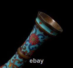 27CM Qianlong Signed Pair Old Chinese Cloisonne Enamel Bronze Vase withflowers