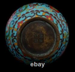 27CM Qianlong Signed Pair Old Chinese Cloisonne Enamel Bronze Vase withflowers