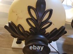 3 ft Tall-Brown Poly-Glass Body-3 Way-Finials-Signed-STUNNING-Slag Glass-Pair
