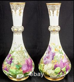 55cm 21.6 Monumental 1852 SEVRES DELHI VASE Pair Signed Floral Antique XIX C