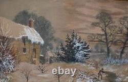 A FARMSTEAD IN WINTER PAIR ANTIQUE WATERCOLOURS HENRY W HENLEY c1895