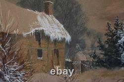 A FARMSTEAD IN WINTER PAIR ANTIQUE WATERCOLOURS HENRY W HENLEY c1895