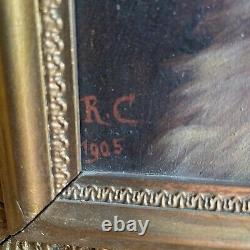 A Fine Pair Of Edwardian Oil Paintings /dog Portraits Signed 1905