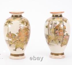 A Fine Pair of Japanese Antique Satsuma Vases Signed by Choshuzan. Meiji Era