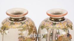 A Fine Pair of Japanese Antique Satsuma Vases Signed by Choshuzan. Meiji Era