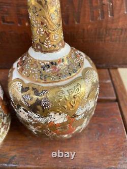 A Graduated Pair Of High Quality Signed Japanese Antique Satsuma Vases