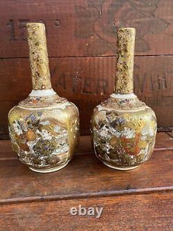 A Graduated Pair Of High Quality Signed Japanese Antique Satsuma Vases