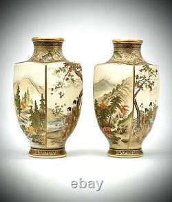 A Impressive Pair of Japanese Satsuma vases. Signed by Kizan. Meiji Era