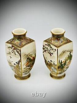 A Impressive Pair of Japanese Satsuma vases. Signed by Kizan. Meiji Era