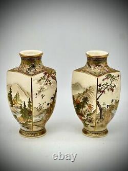 A Impressive Pair of Japanese Satsuma vases. Signed by Kizan. Meiji Era